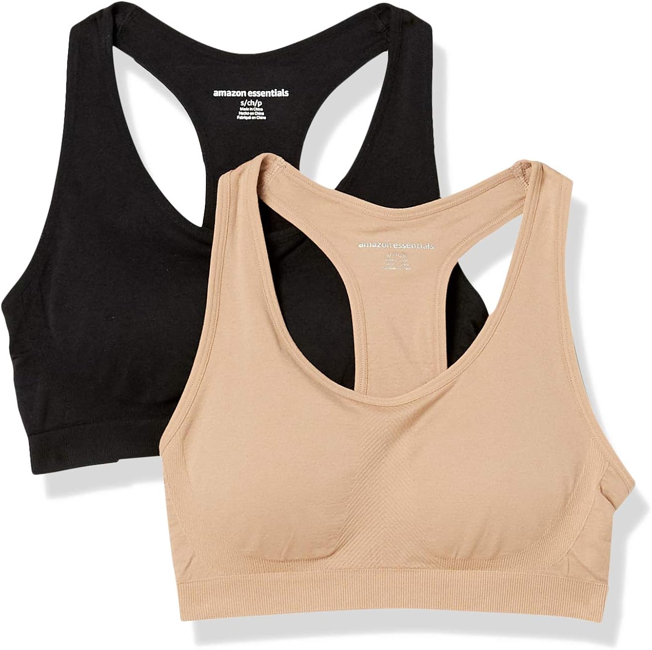  Essentials Women's 2-Pack Light-Support Seamless Sports Bras: Clothing