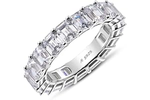 AINUOSHI Eternity Ring, 925 Sterling Silver Ring for Women, Emerald/Oval/Radiant/Round/Cushion Cut Cubic Zirconia CZ Fine Ring, Eternity Engagement Wedding Band Ring, Jewelry Box Packed