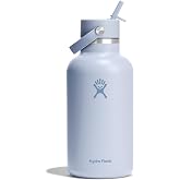 Hydro Flask Water Bottle - Insulated Stainless Steel - Wide Mouth Flex Straw Lid, Non Spill, Leakproof and Refillable in 64 Oz Surf Blue