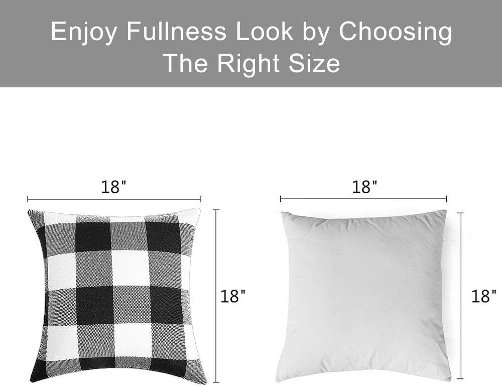 Volcanics Buffalo Check Plaid Throw Pillow Covers Set of 4 Farmhouse Decorative Square Pillow Cover Case Cushion Pillowcase 18x18 Inches for Home Decor Sofa Bedroom Car: Home & Kitchen
