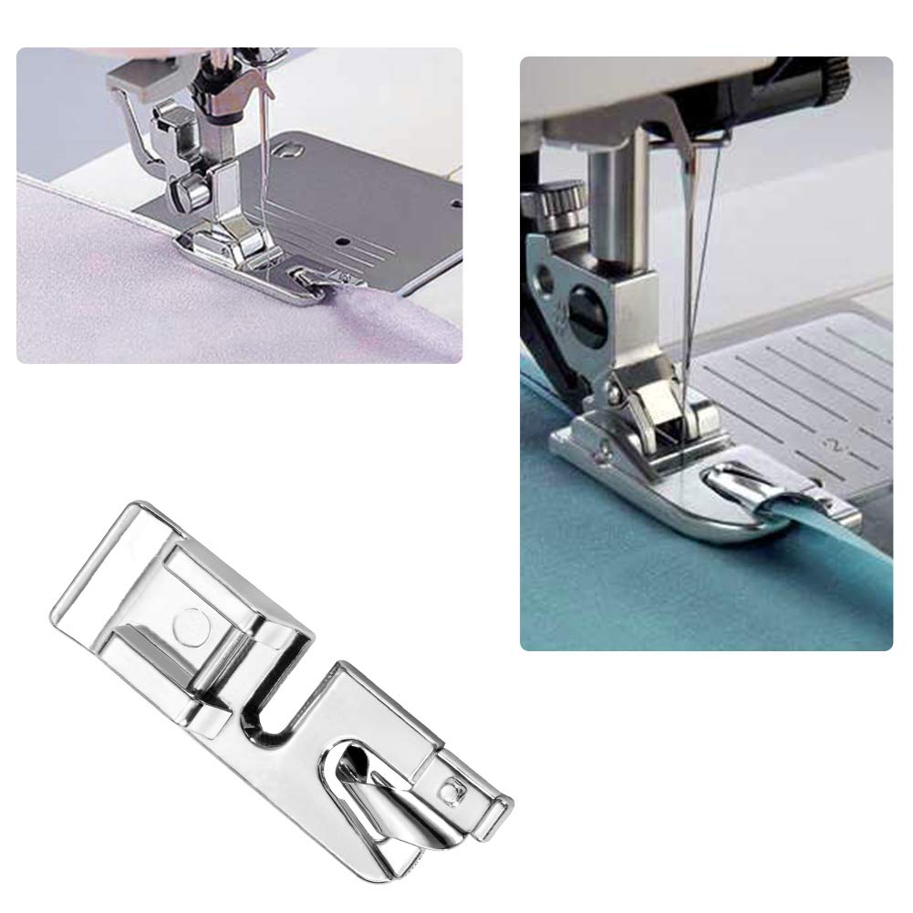 LUNARM 6 Pcs Hemming Foot Kit - 3 Pcs Narrow Rolled Hem Sewing Machine Presser Foot, 3 Pcs Wide Hem Presser Foot and 30 Pcs Sewing Machine Needles, for Household Multi-Function Sewing Machines