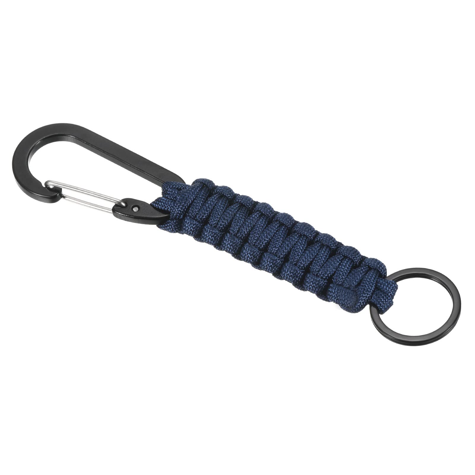 PATIKIL Paracord Keychain, Braided Lanyard Key Clip D Rings Leather Belt Survival Keychains for Keys, Men, Women, Blue
