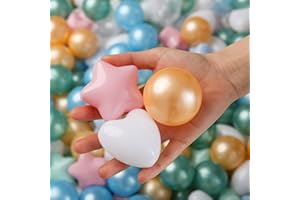 TRENDPLAY Ball Pit Balls Star and Heart Shapes for Toddlers - 100 Count Plastic Balls for Ball Pit Fun and Play, Different Shapes