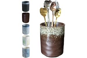 TOPYOKK Stoneware Coffee Bar Utensil Holder Tea & Coffee Spoon & Stirrer Holder for Stir Stick Straw Teaspoon Holder Spoon Cu