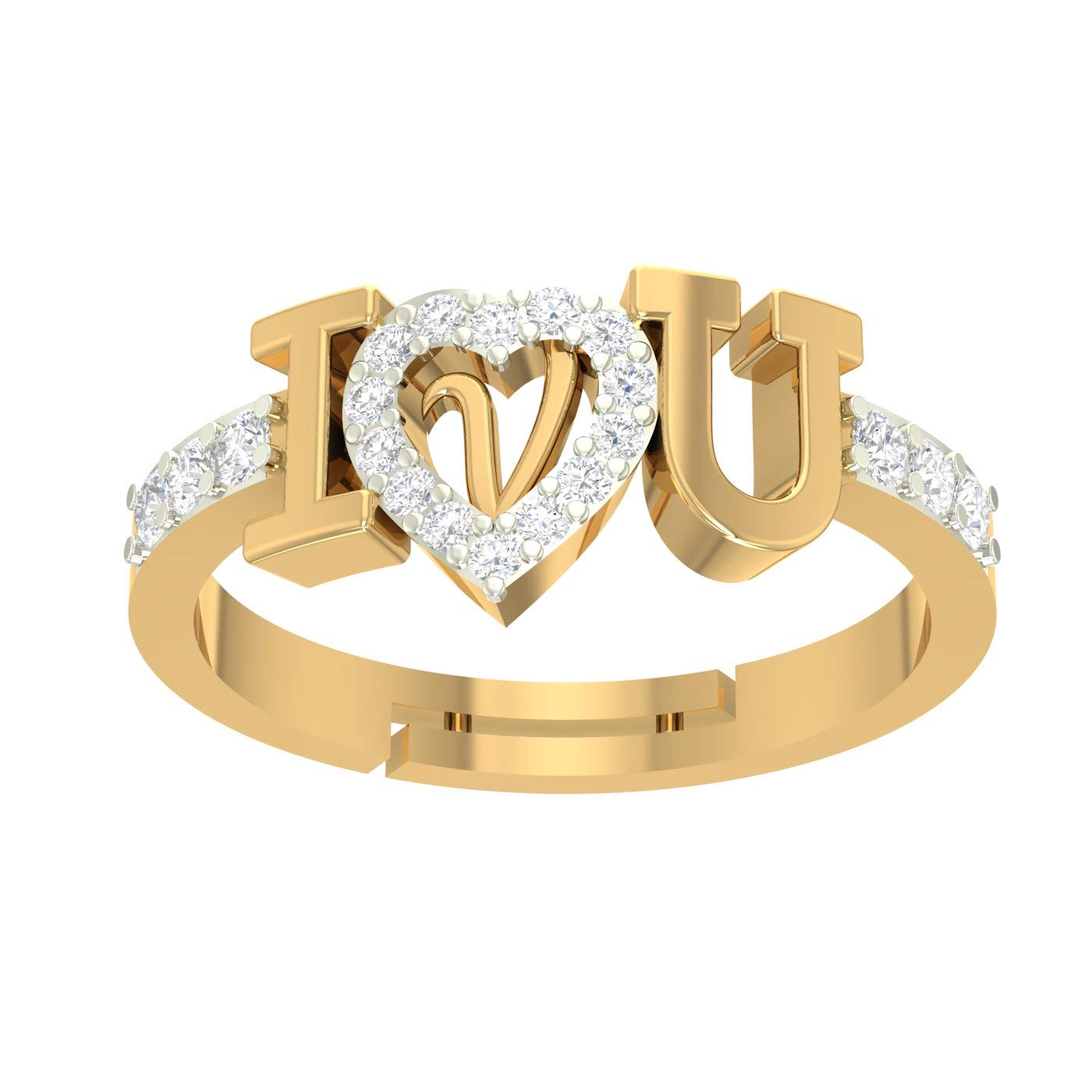Buy Kanak Jewels American Diamond Love Heart Initial Alphabet Ilu V Adjustable Ring For Women Girls Gold At Amazon In
