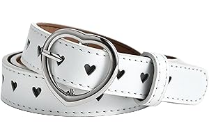 Girls belt Kids Belt Cute Heart PU Leather Belt Elastic Belt Adjustable Stretch Belt with Heart Buckle Skinny Belt