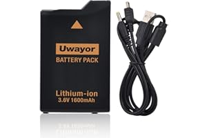 Uwayor PSP 3000/2000 Battery 1600mAh with PSP Charger Cable for PSP 3000 / PSP 2000, PSP-3001, PSP-3000, PSP-3002, PSP-3004, PSP-2001, PSP Slim, PSP-S110 Console