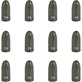 Fishfun Tungsten Bullet Fishing Weights, Insert Free Worm Sinkers, Multiple Pack Options, 1/8 oz, 3/16 oz, 1/4 oz, 3/8 oz, 1/2 oz