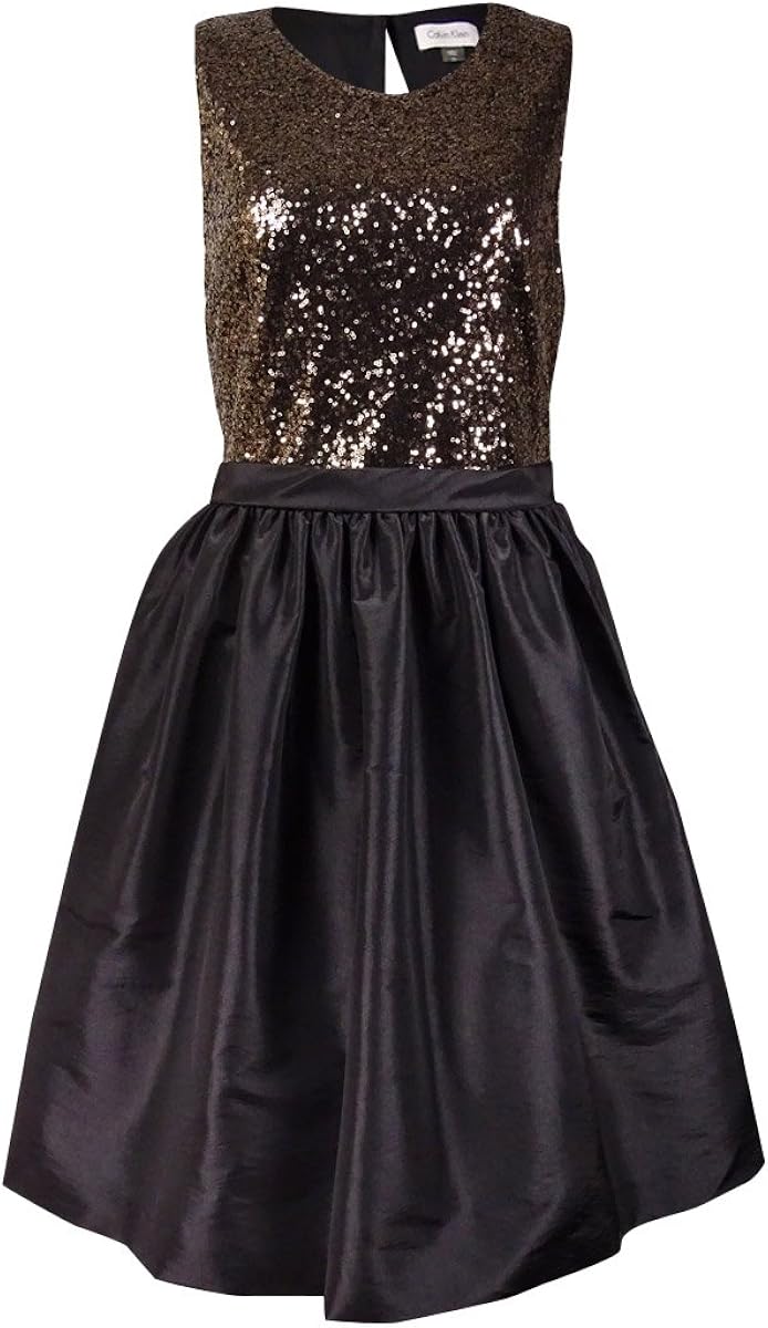 calvin klein black dress with gold zipper in back