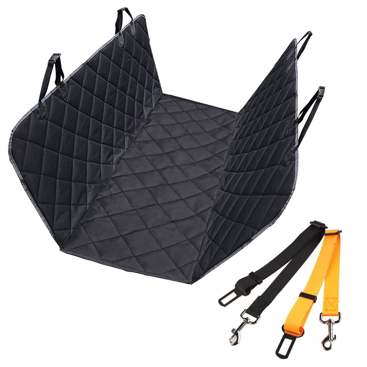 Auto Hundedecke, Morpilot Hunde Autoschondecke mit Wasserfestes, Hochwertiges Material Auto Hundedecke Kofferraumschutz Anti-Rutsch-Universales Design für alle Autos, Lastkraftwagen & SUV schwarz(147cm x 137cm)