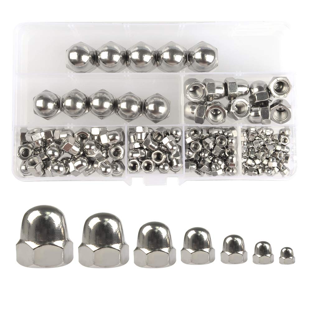 140pcs Acorn Nuts Dome Cap Nuts Hexagon Domed Hex Head Cap Nut Set Stainless Steel M3 M4 M5 M6 M8 M10 M12 Nut Covers Lock Nuts Assortment Kit Qlouni Buy Online In