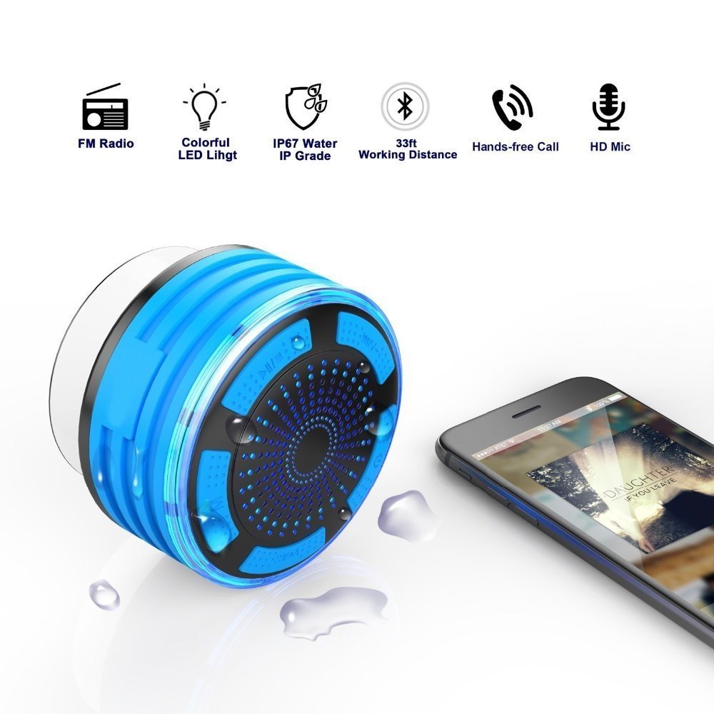 Shower Speaker, Auto Tech Waterproof Bluetooth Speaker, FM Shower Radio