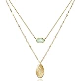 OZEL JEWELRY & GIFT Layered Gold Necklaces for Women - Crystal Colorful Delicate Cutting Pendant Necklace - 18K Gold Plated - Birthday Gifts (Made in Korea)