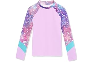 BesserBay Girls Rash Guard UPF 50+ Quick-Dry Tropical Raglan Long Sleeve Swim Shirt 4-14 Years