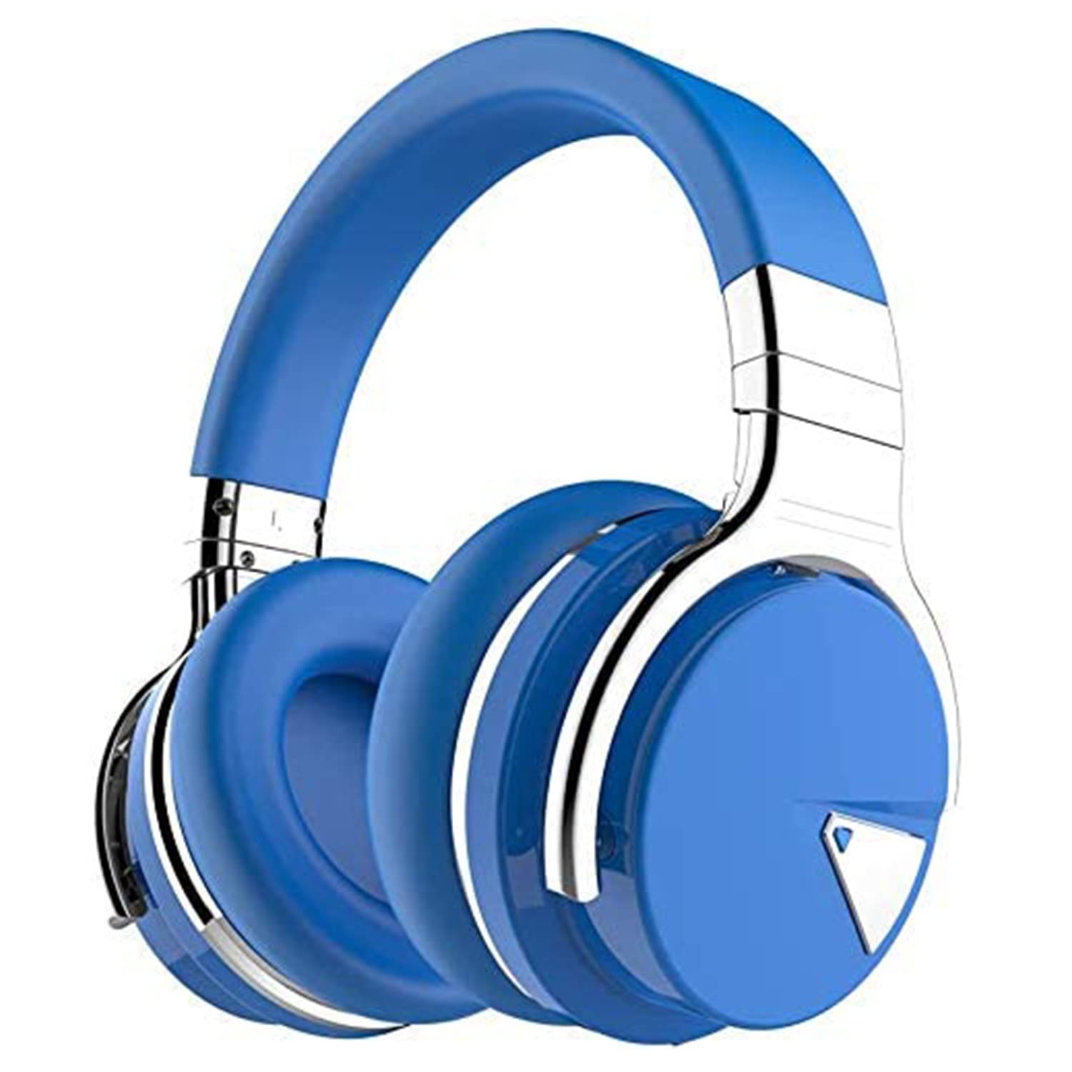 Jmamba E7 Active Noise Cancelling Earphone Wireless Earphone Bluetooth Earphone with Microphone Deep Bass Earmuffs, Soft Protein Ear Cushion, 30 Hours of Travel/Work/Mobile/Game Time (Blue)