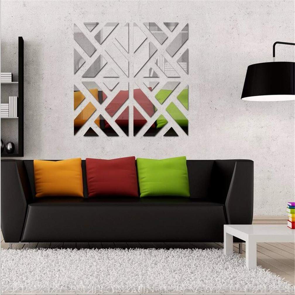 Square Mirror Wall Stickers Decoration, 4 Pcs DIY Removable Acrylic Wall Stickers Art Wall Decals, for Home Living Room Bedroom Sofa TV Office Restaurant Aisle Wall Decoration Murals (4)