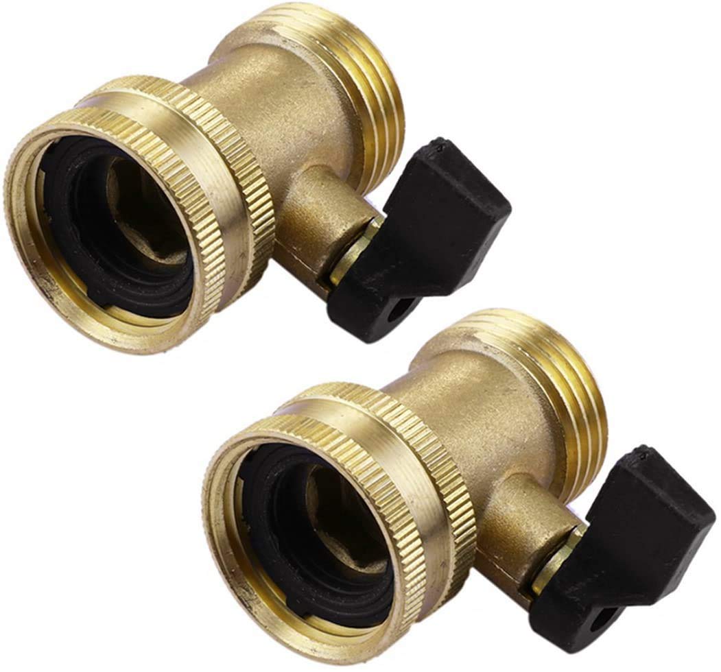Hydrogarden Heavy Duty Brass Garden Hose Connector with Shut Off Valve Brass Water Hose Parts 3/4 Inlet and Outlet Thread with Comfort Grip to Control Water Flow(2PACK)