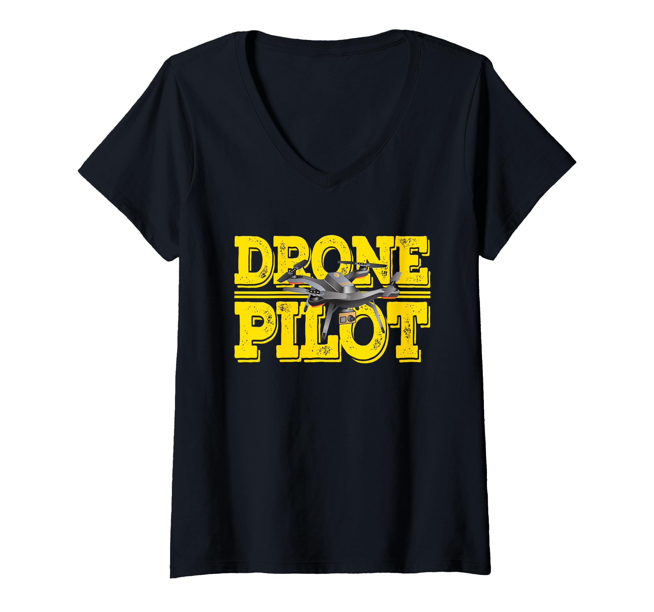 Womens Drone Pilot RC Quadcopter Flyer V-Neck T-Shirt