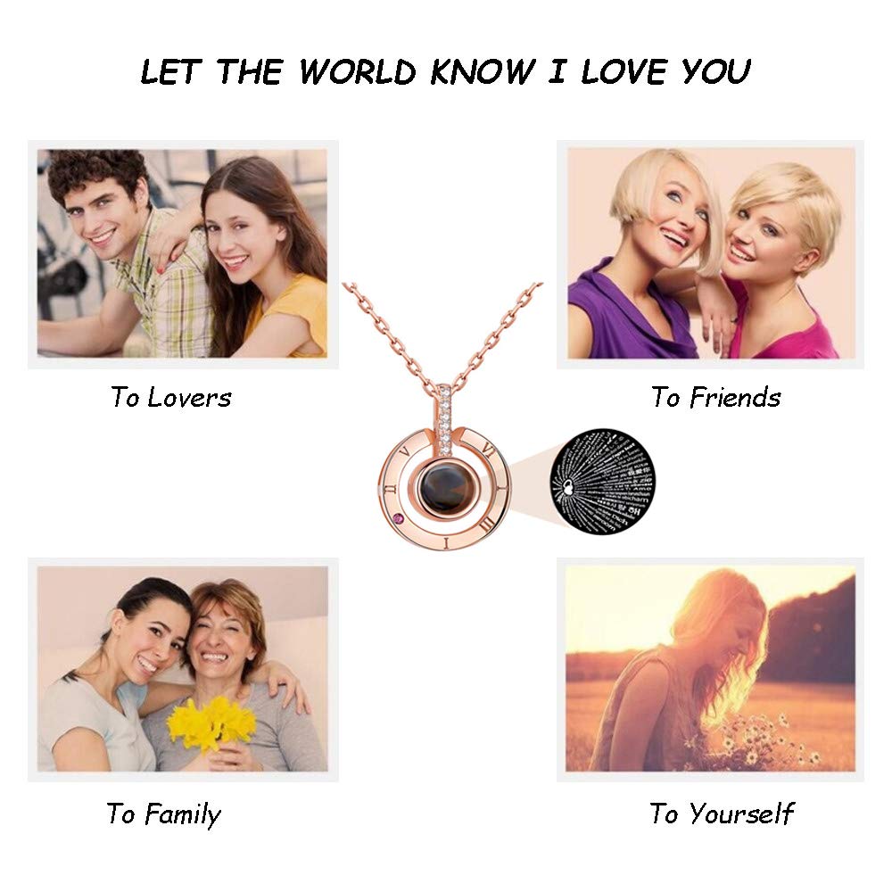 100 Languages I Love You Round Necklace Loving Memory Collarbone Fashion Jewelry Valentine\'s Day Anniversary for Lovers Couples Women Girls Family