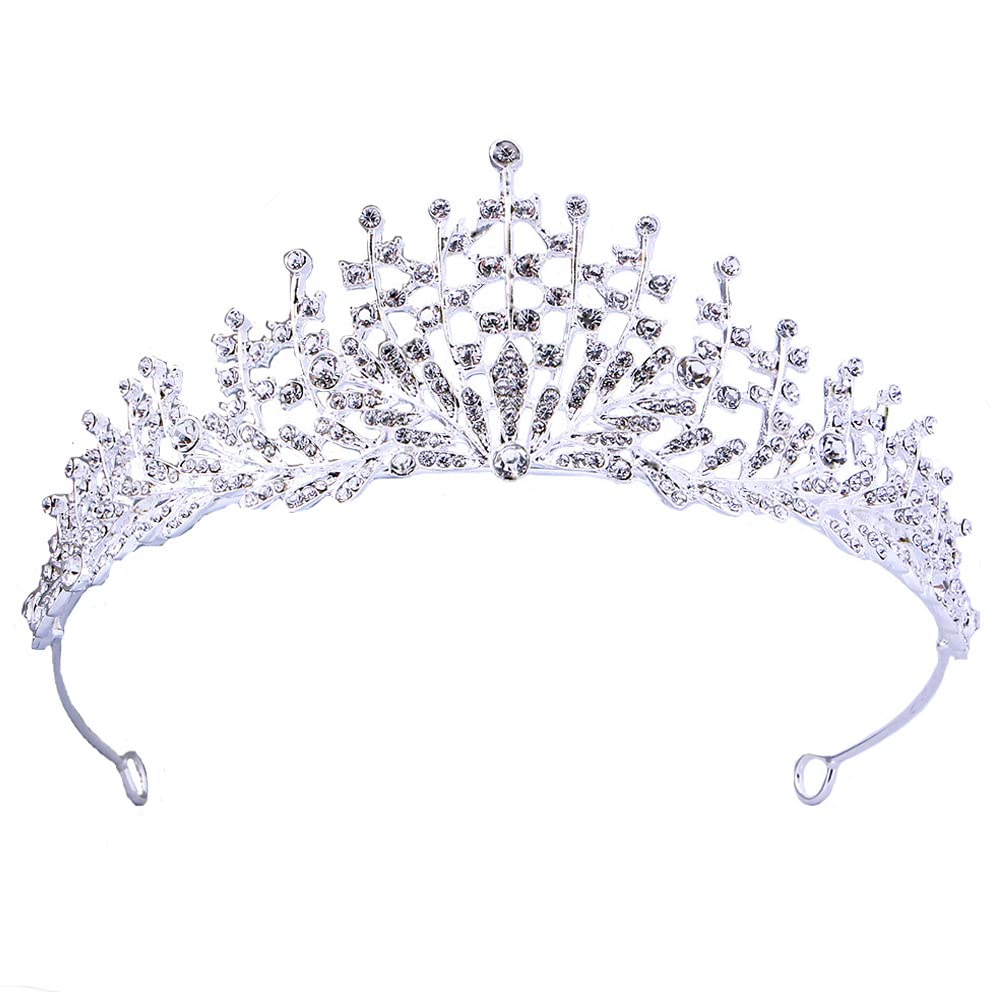 Princess Crystal Tiara, Handmade Crown, Headband Headpiece, Rhinestones Crown, for Girls and Women, Wedding, Bridal Crown, Proms, Pageants, Princess, Birthday Party, Christmas (Silber)