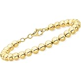 Ross-Simons Italian 6mm 18kt Gold Over Sterling Bead Bracelet