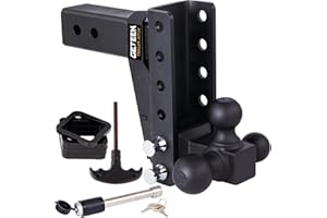 GETEEN Adjustable Trailer Hitch Fits 2.5'' Receiver,7-Inch Drop/Rise,Heavy Duty Tow Hitches (18,500 LBS GTW) Truck Hitch Tri-Ball Mount (1-7/8" x 2" x 2-5/16"),for RV Towing, Motorcycles