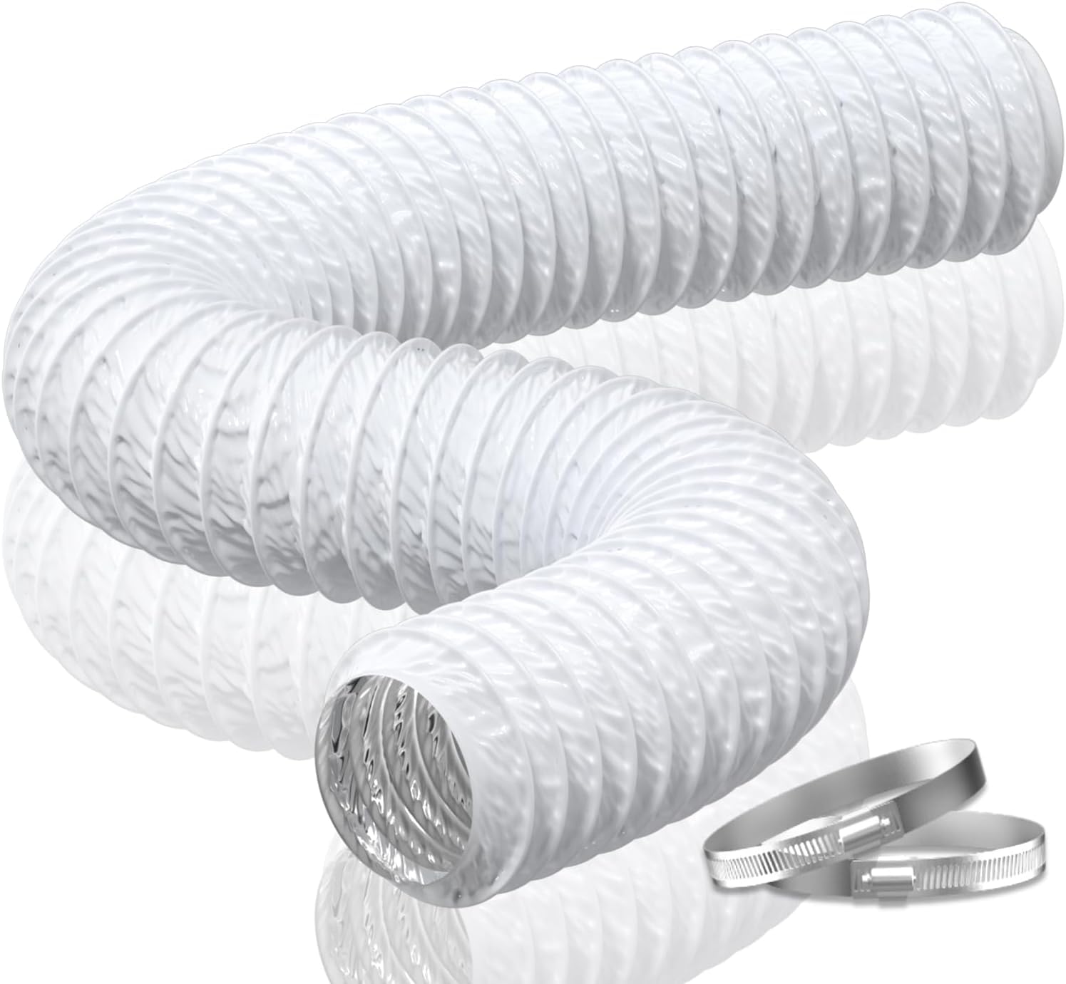 Photo 1 of Hon&Guan 6 Inch Duct -8 FT White PVC and Aluminum Ducting for Heating Cooling Ventilation and Exhaust