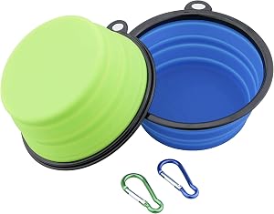 Ewolee Recipiente para perros 17.5*13*7.5cm, Super Grande Comedero para Mascotas Bebedero Portátil Plegable de Viaje Plato Silicona para Perros
