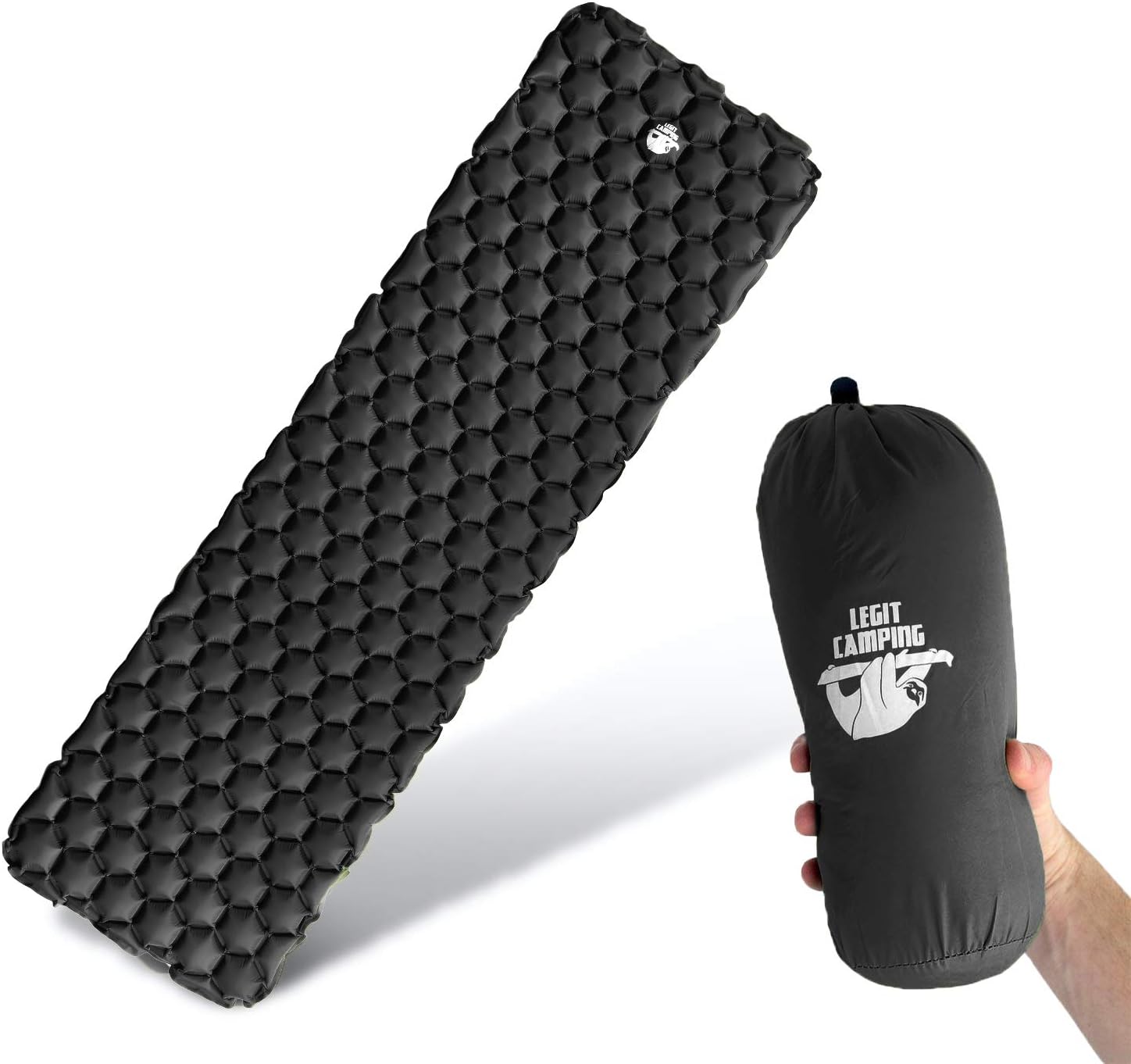Legit Camping Sleeping Pad - Camping Pad for Backpacking and Camping - Inflatable Sleeping Mat Holds The Air in for Longer Hours - Compact Camping Mat for Best Outdoor Sleep - Rolls Tight