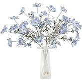 2 Pcs Artificial Fake Flowers Plants Cosmos Silk Flower Arrangements Wedding Bouquets Decorations Plastic Floral Table Centerpieces for Home Kitchen Garden Party Decor Approx 23.6'' High - Light Blue