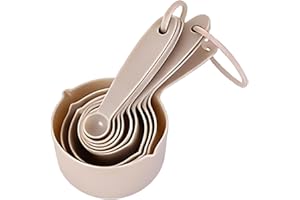 Measuring Cup Spoon Set, Stackable Graduated Kitchen Tool Baking Powder Measuring Utensil for Cooking Prep (Brown,10-piece se