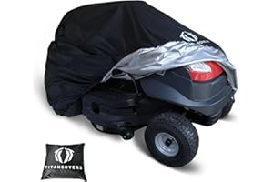 TitanCovers Riding Lawn Mower Cover, Waterproof Heavy Duty 420D Polyester Oxford Lawnmower Cover, Universal Fit Covers for Garden Tractor 72"L x 54"W x 46"H (Black)