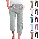 Capri Pants for Women Casual Summer Cotton Linen
