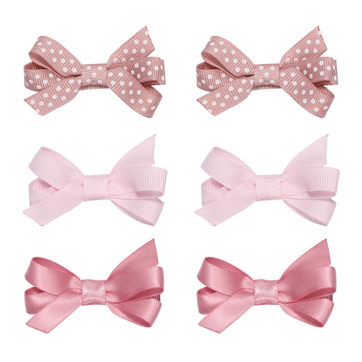 2'' Hair Bow Grosgrain Ribbon Hair Bows Clips for Toddlers Little Girls 6 pcs (set 01)