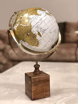 Cosmic Globe Exports-Educational Political Laminated with chrome finished unique swivel arc and wooden base WORLD GLOBE (8 inch) ;globe for kids ;globes for student ;globes for teachers ;desk globe ;globe for office table; globe for office ;home decor ;office decor