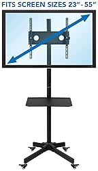 Mount-It! Adjustable Mobile TV Cart, Wheeled Flat