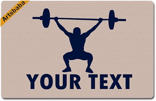 Amazon Com Artsbaba Personalized Your Text Doormat Weightlifting