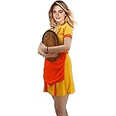 CosInStyle Women Cosplay Costume for Dinner Restaurant Girl Outfit Uniform with Apron Yellow Orange Girls Dress S-XL