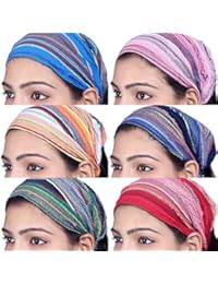 Sarjana Handicrafts Lot 10 Pieces Womens Mens Cotton Headband Striped Hairband Bandana Wrap Band (Multicolored (Assorted))