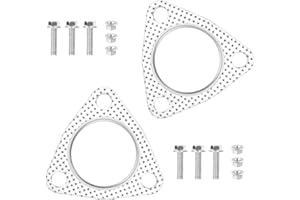 CARLEEF 2PCS Exhaust Flange Gasket with 6PCS Exhaust Bolts and 6PCS Nut Kit,Graphite Composite Exhaust Gasket for Exhaust Flange Repair,Universal Car Accessories for Car SUV Truck (2 inch)
