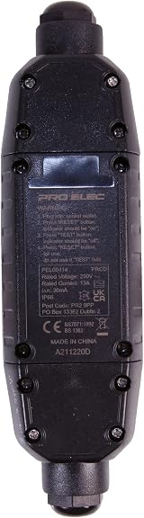 PRO ELEC PEL00414 13A Inline RCD IP66 Rewireable UK Outlet 30A Trip view 6