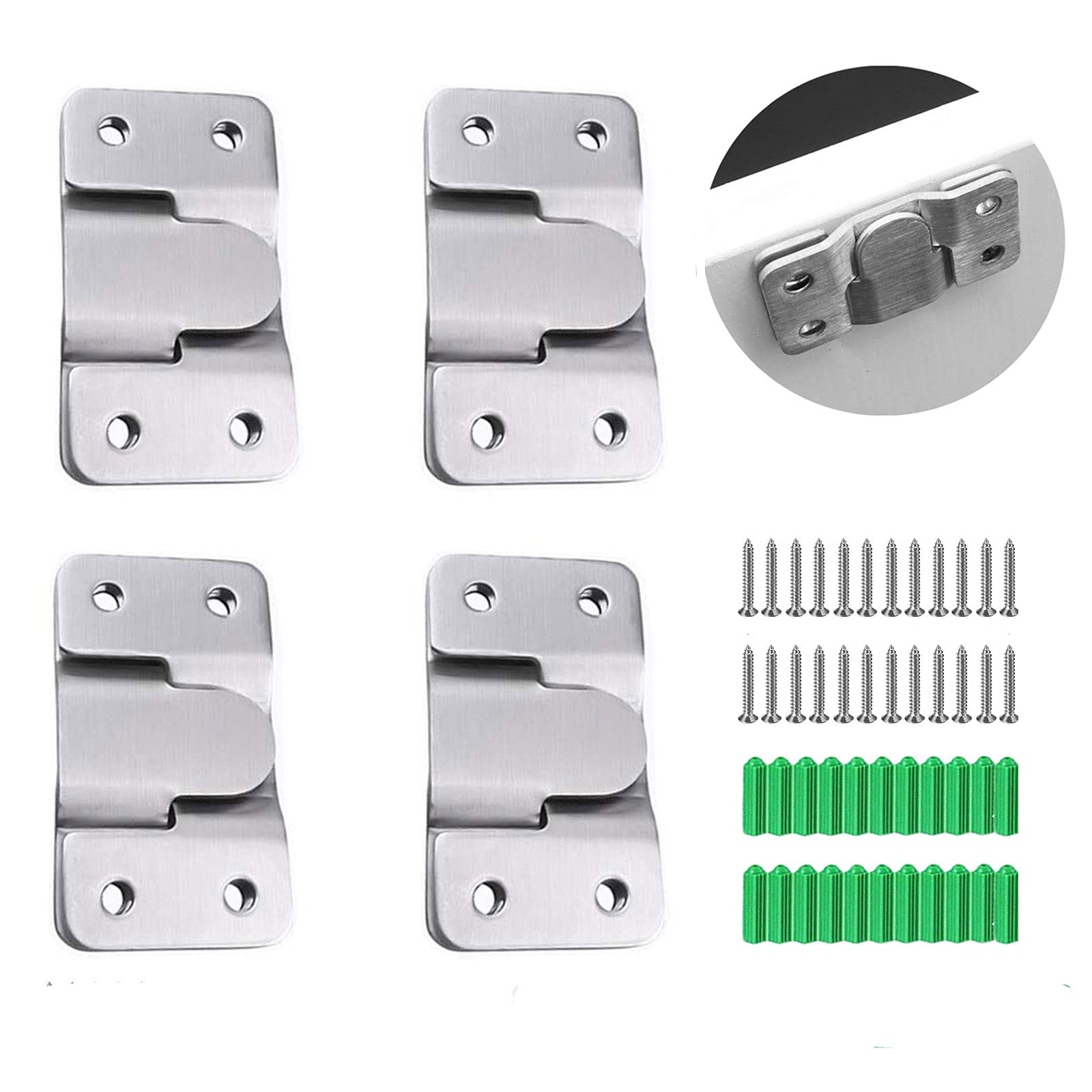 Steel Z Clip Brackets – Flush Concealed Mount & Universal Furniture Connector for Pictures, Mirrors, Frames, Sofa & More (Large, 4 Pairs)