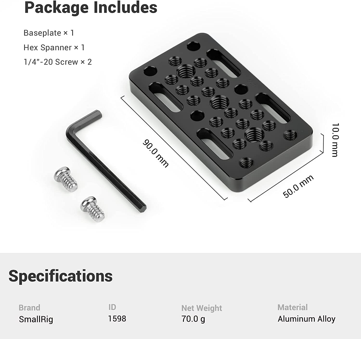 SMALLRIG Switching Plate Camera Easy Plate for Railblocks, Dovetails and Short Rods - Longer Version - 1598
