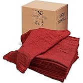 Corporate Hills Cotton Shop Towel – Multipurpose Cleaning Cloths (14" x 12" - Pack of 150 - Red) Reusable Shop Rags for Automobiles, Industrial, Restaurants, Garage, and Homes