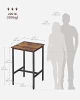VASAGLE High Table Square Bar Table 60x60x92 cm Steel Frame Rustic Brown Black view 3