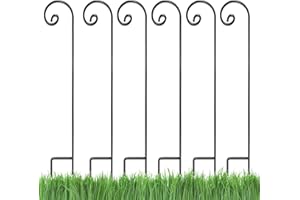 ASHMANONLINE Ashman Shepherd Hook Curled (6 Pack), 35 Inch Tall 1/4 Inch Thick, Made of Premium Metal for Hanging Bird Feeders, Mason Jars, PlantHangers, Flower Basket, Christmas Lights, Lanterns, and Weddings