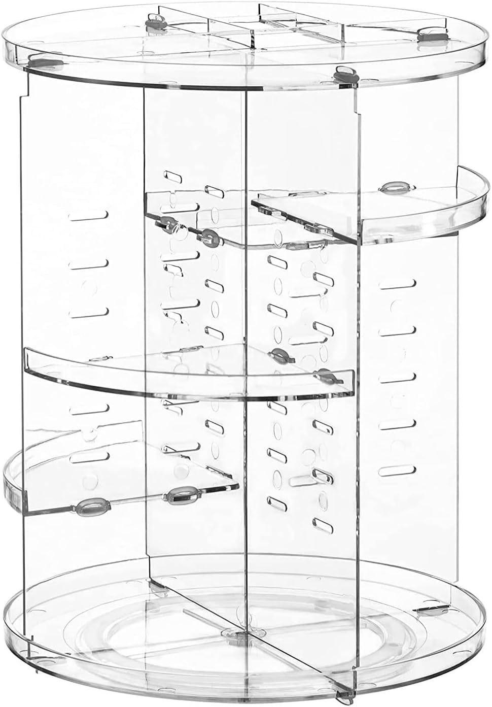 Fransande Makeup Organizer, 360 Degree Rotating Cosmetic Organiser, with 6 Adjustable Layers Clear Spinning Makeup Stand Skincare Display Case, Large Capacity for Countertop Vanity