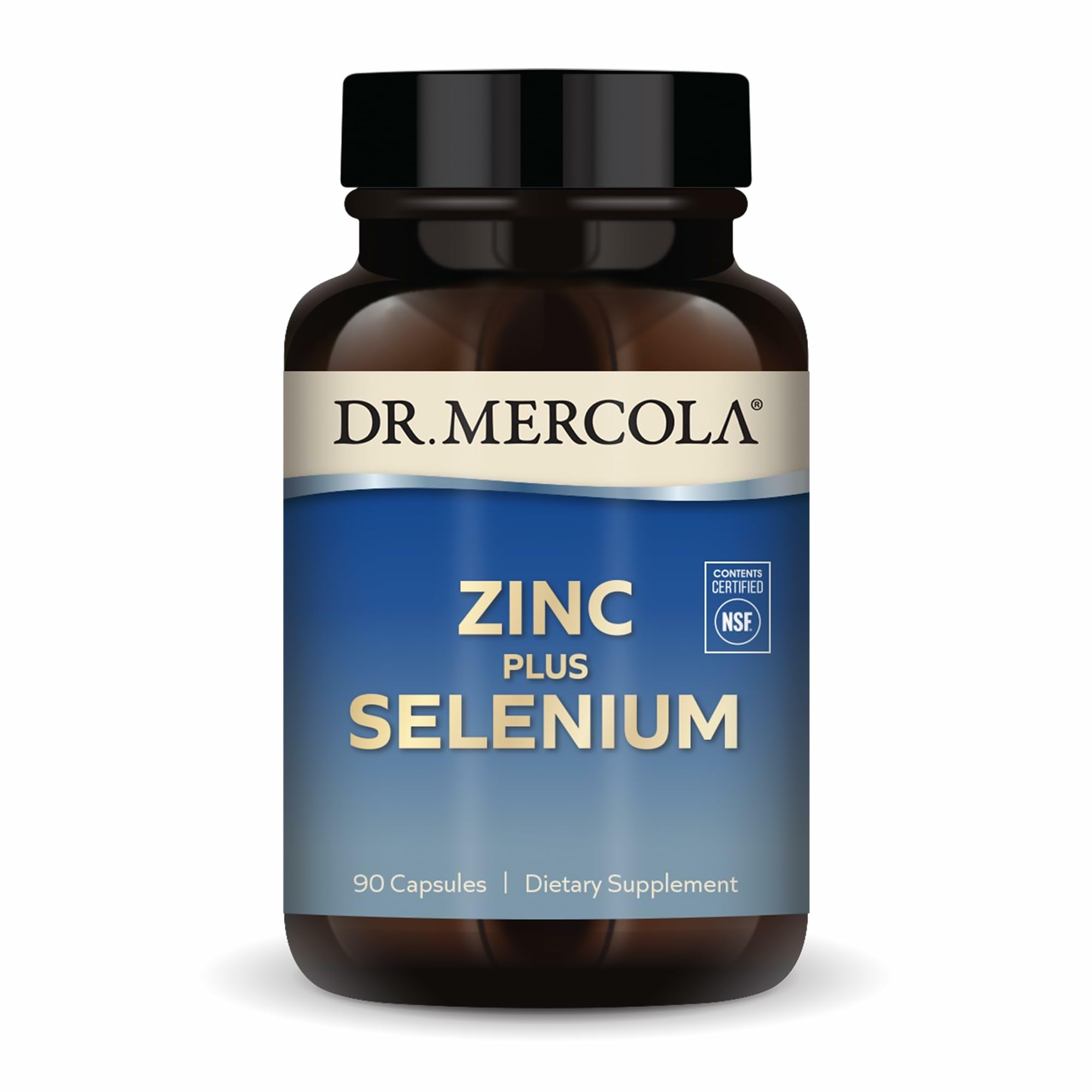 Dr. Mercola Zinc Plus Selenium - Mineral Blend Supplement - for Immune, Brain & Respiratory Support - Contains Zinc Glycinate Chelate & Copper - GMO-Free & Gluten-Free - 90 Capsules (90 Servings)