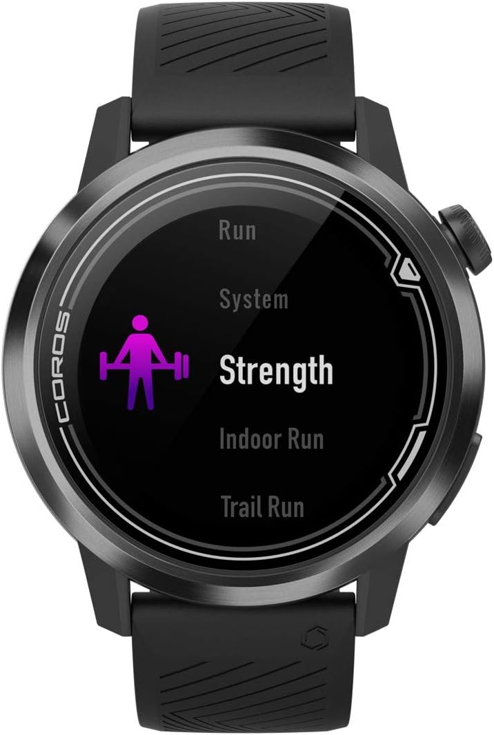 Coros Apex Premium Multisport GPS Watch - Selecting sport activity: Run, Strength, Indoor Run, Trail Run,...