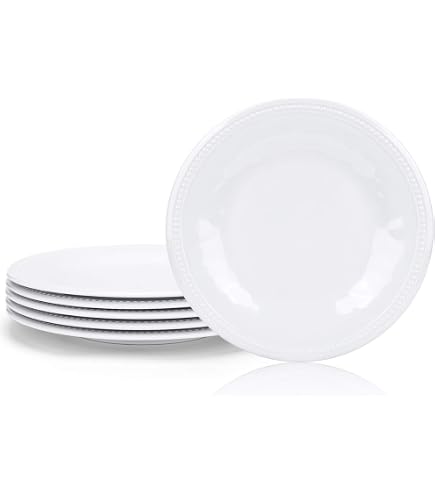 7.75 Inch Melamine Lace Salad Bowl - White, Elegant & Durable, BPA-Free, Dishwasher Safe (26 Oz)